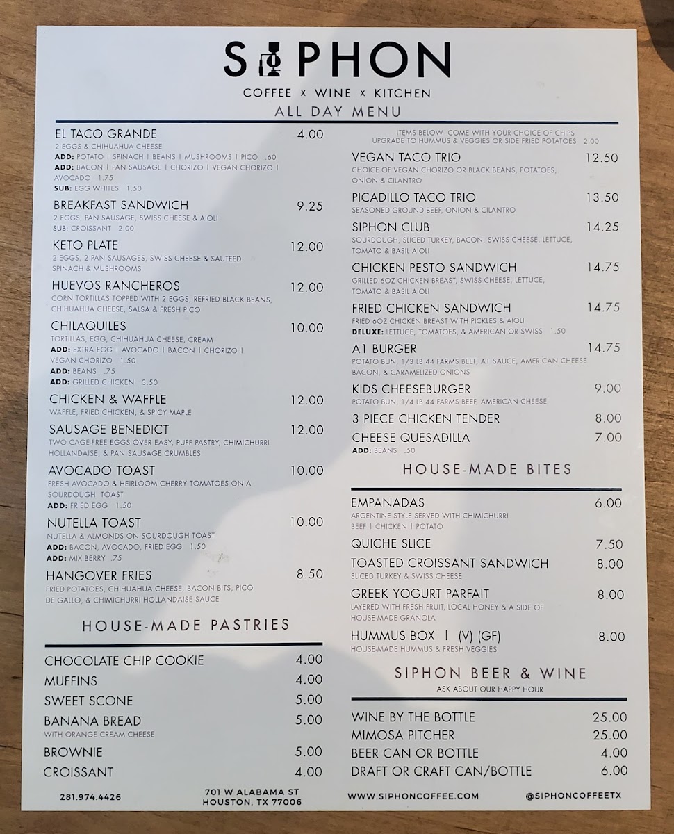 Siphon Coffee Menu - Image 1